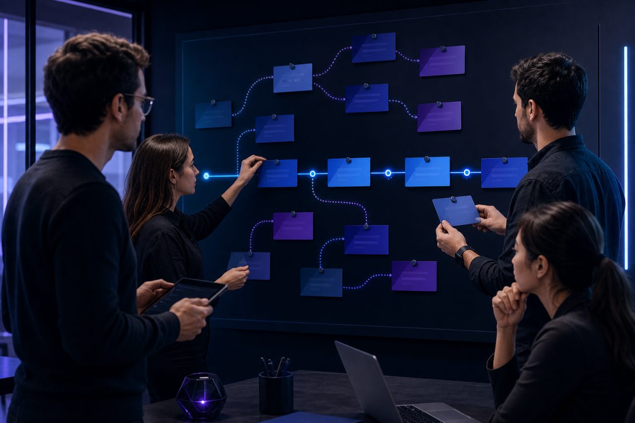 Equipo SEO revisando una matriz de sustitución de oportunidades de linkbuilding