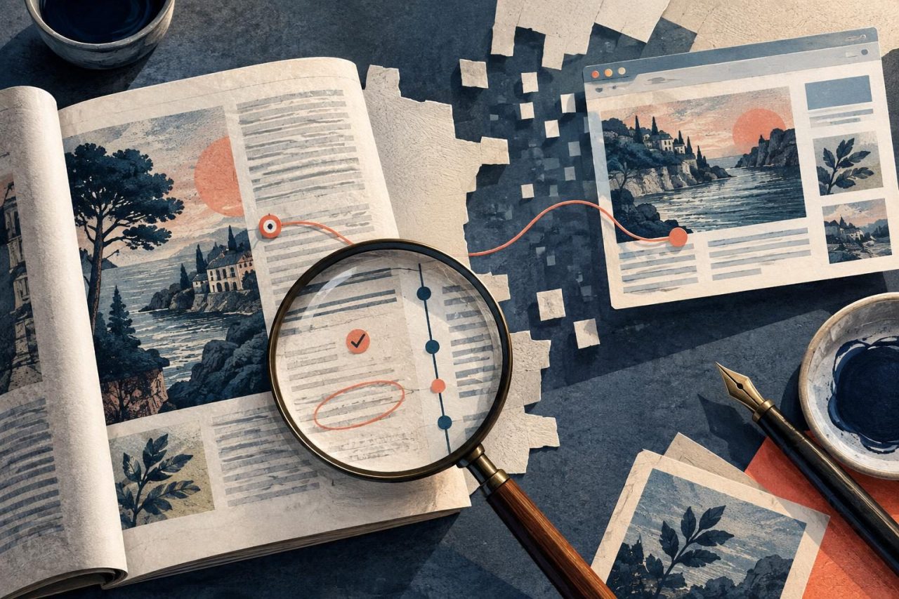 Illustration éditoriale d’un lien entre deux pages web faisant l’objet d’une vérification périodique