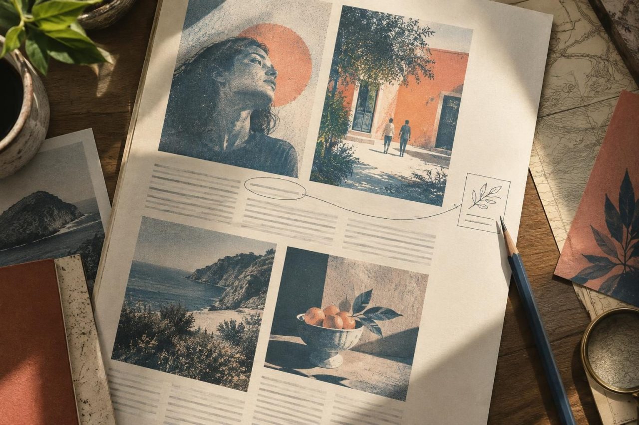 Anotaciones editoriales alrededor de una mención de marca en una página impresa