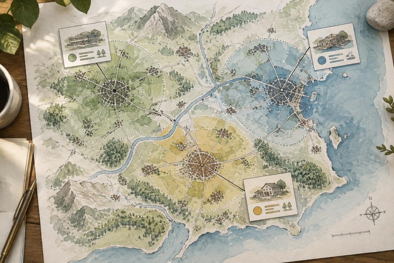 Crea una mappa delle sedi, delle aree di servizio e delle pagine pertinenti