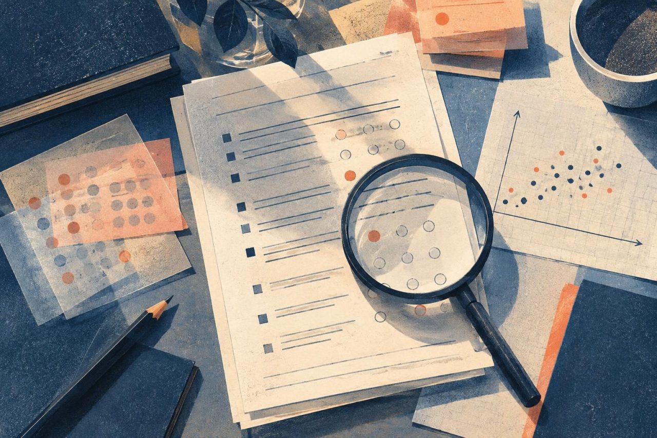 Cuestionario y fichas de datos sobre una mesa de investigación editorial